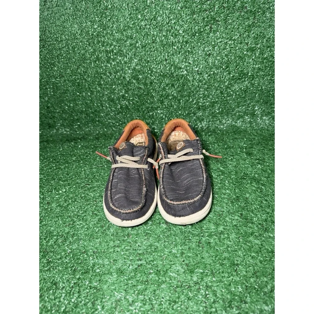 Hey Dude Wally Toddler Size 10C Grey Canvas Jersey‎ Slip-On Loafers Casual Shoes